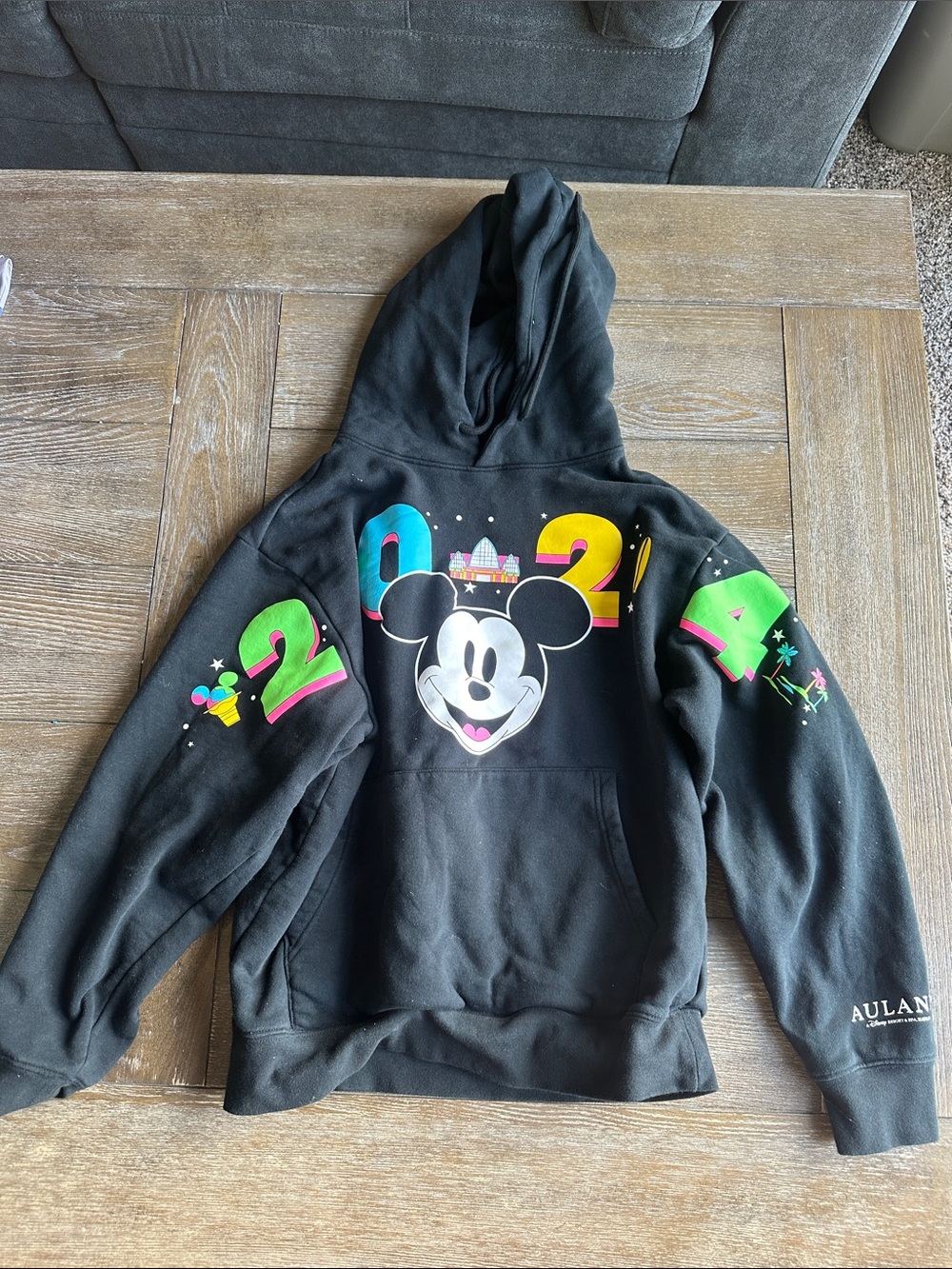 Disney Black Kids Hoodie with Colorful Mickey 2024 Graphics Kids Small